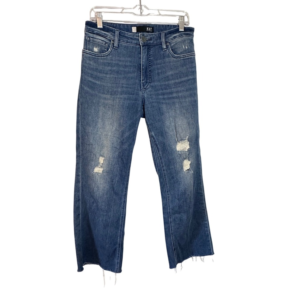 KUT from the Kloth Kelsey High Rise‎ Ankle Flare Jeans Women's Size 6 Distressed